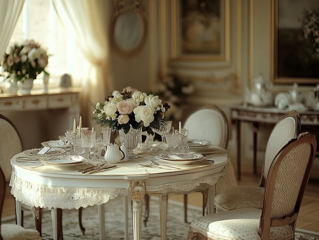 Image illustrating Frequently Asked Questions about creating an elegant dining space with vintage finds.