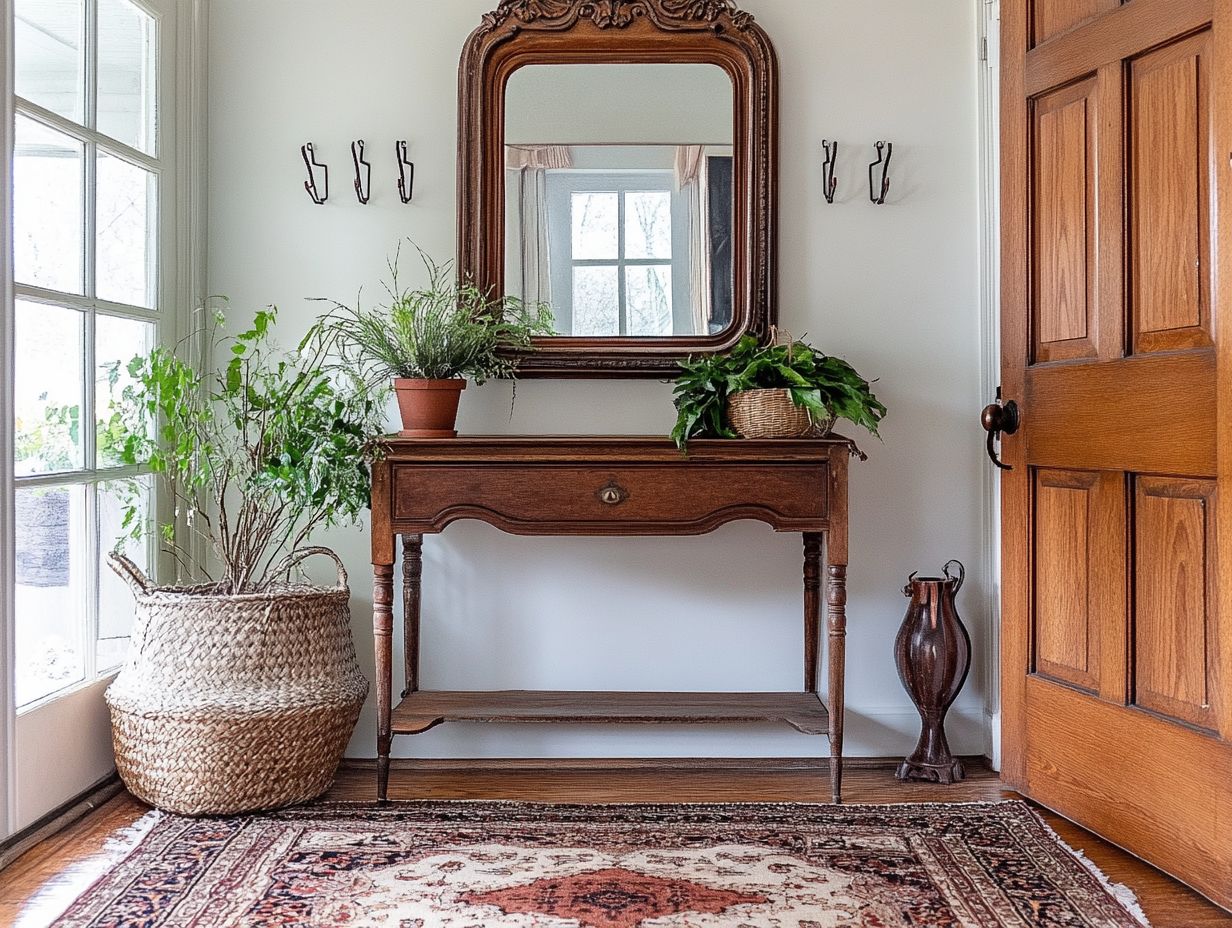 Image illustrating key takeaways for vintage entryway decor