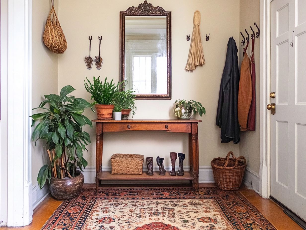 A beautiful vintage-style entryway showcasing a soft color scheme.