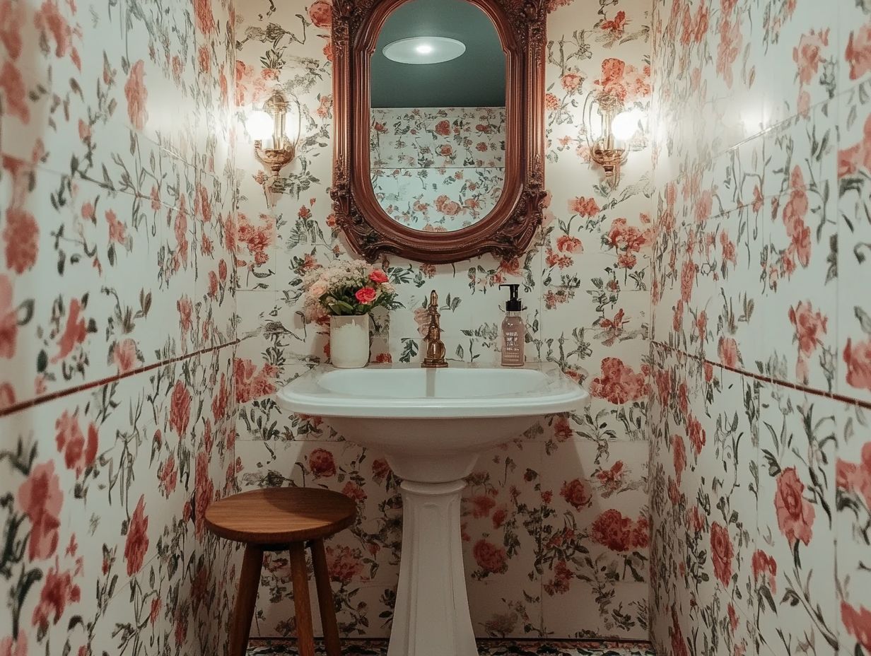 Vintage lighting and accessories in a bathroom