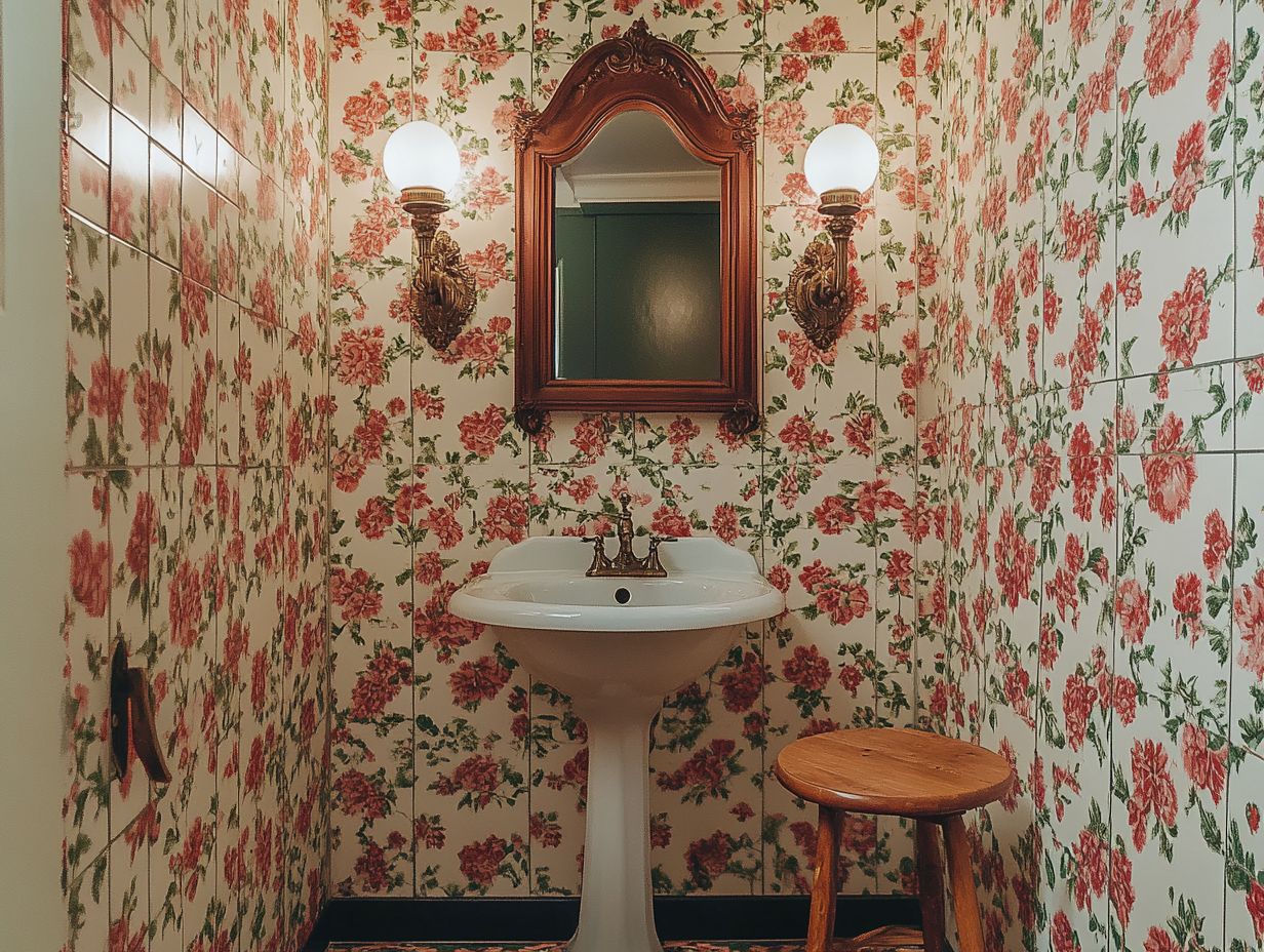 A beautifully designed vintage-style powder room with elegant decor.