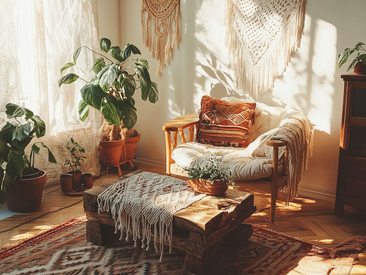 A vintage rug beautifully incorporated into Bohemian decor