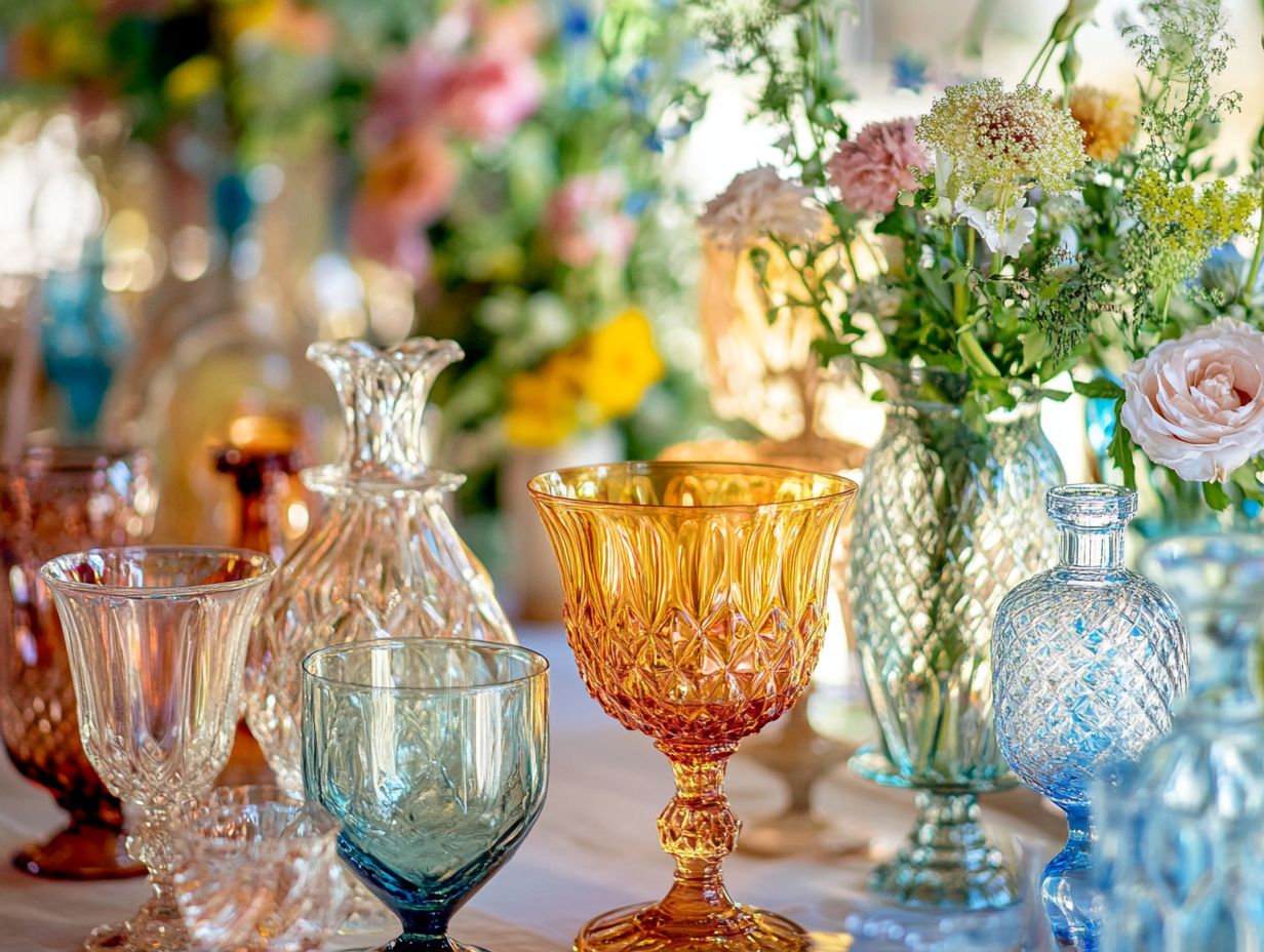 Vintage glassware collection showcasing key takeaways on home decor