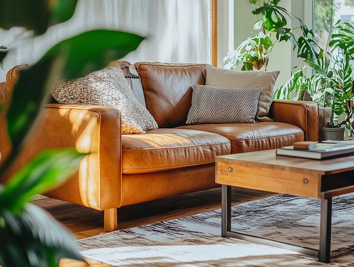 Living room featuring stylish vintage leather furniture