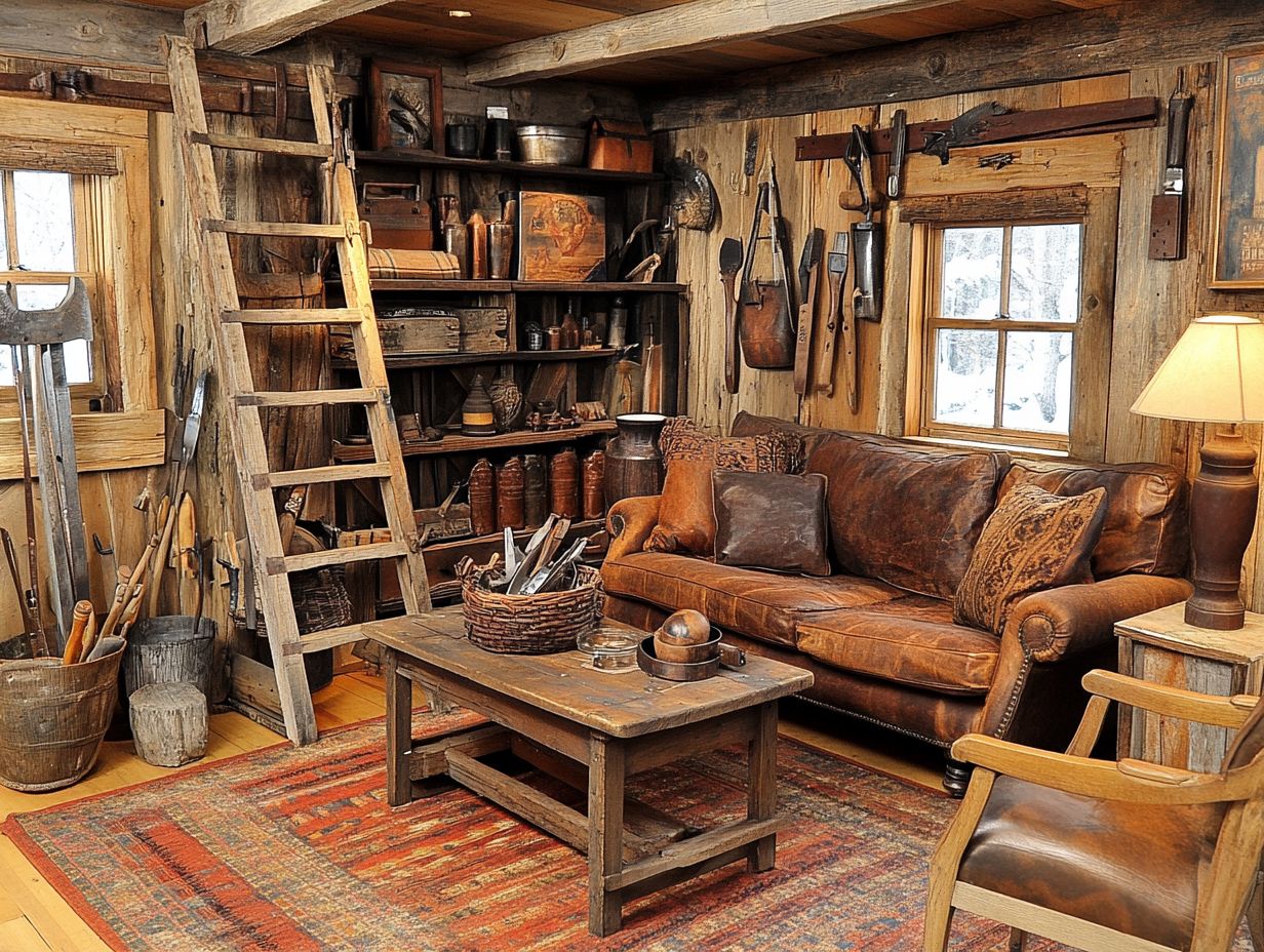 An assortment of vintage tools creatively displayed in a home design setting