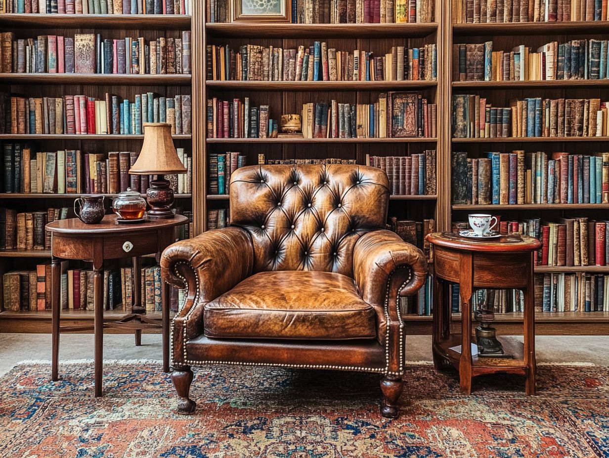 Cozy home library with vintage decor