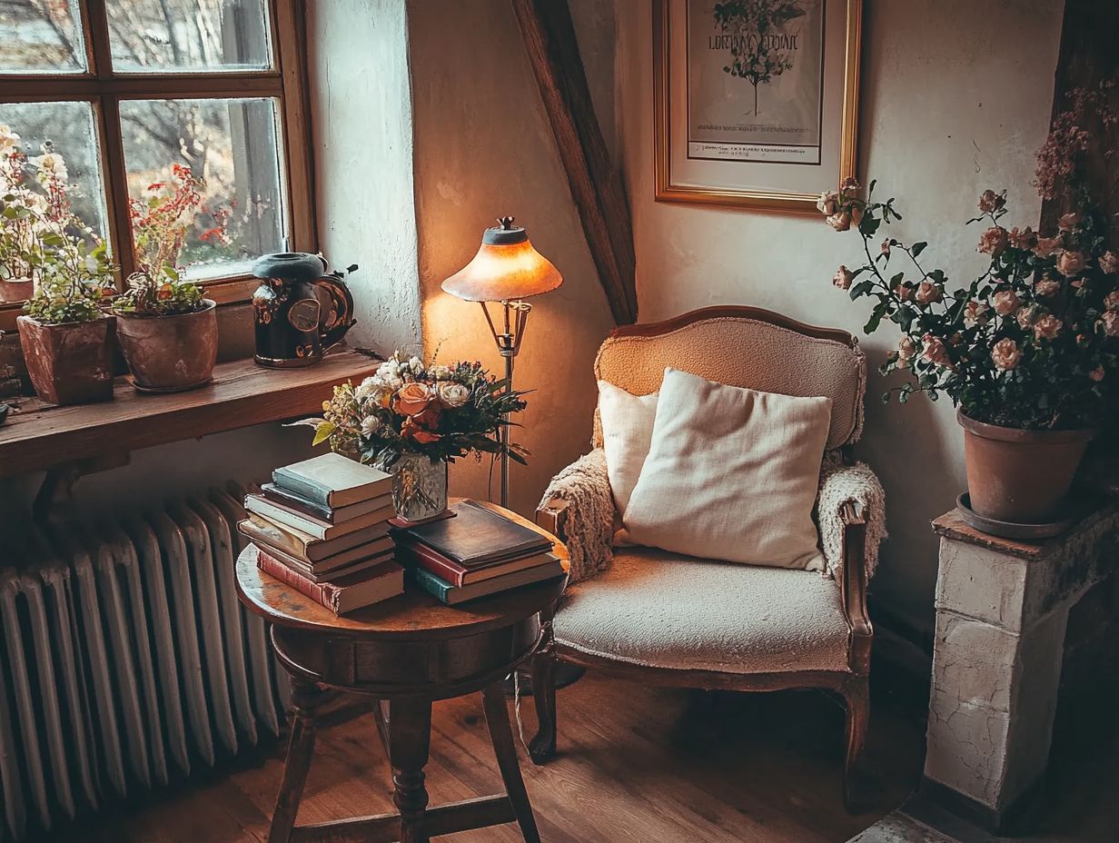 A beautifully styled small space with vintage decor