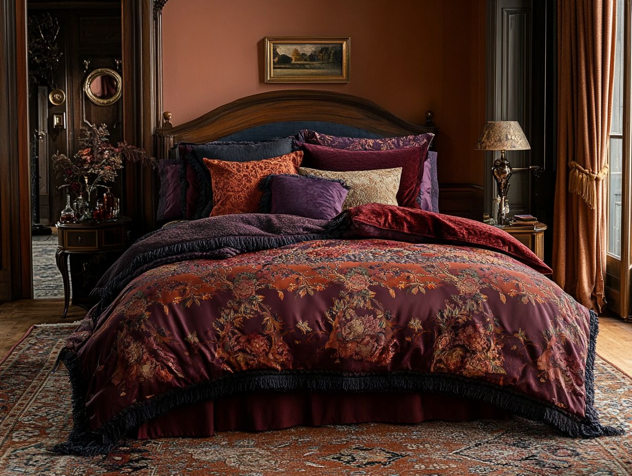 Image showcasing a luxurious color scheme for a vintage bed frame