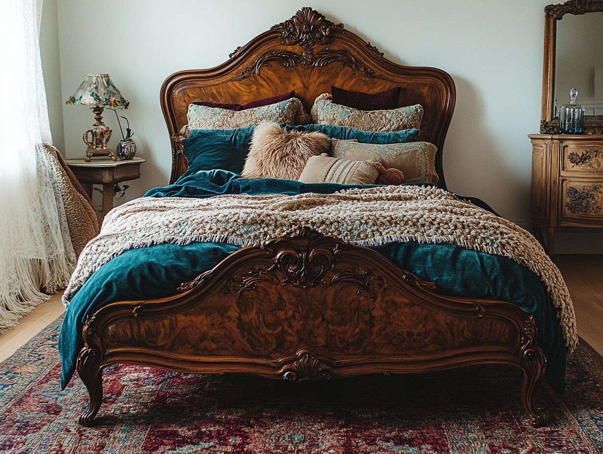 Luxurious Fabrics on a Vintage Bed Frame