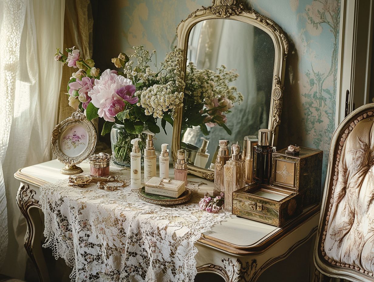 Stylish vintage dressing table with classic decor elements