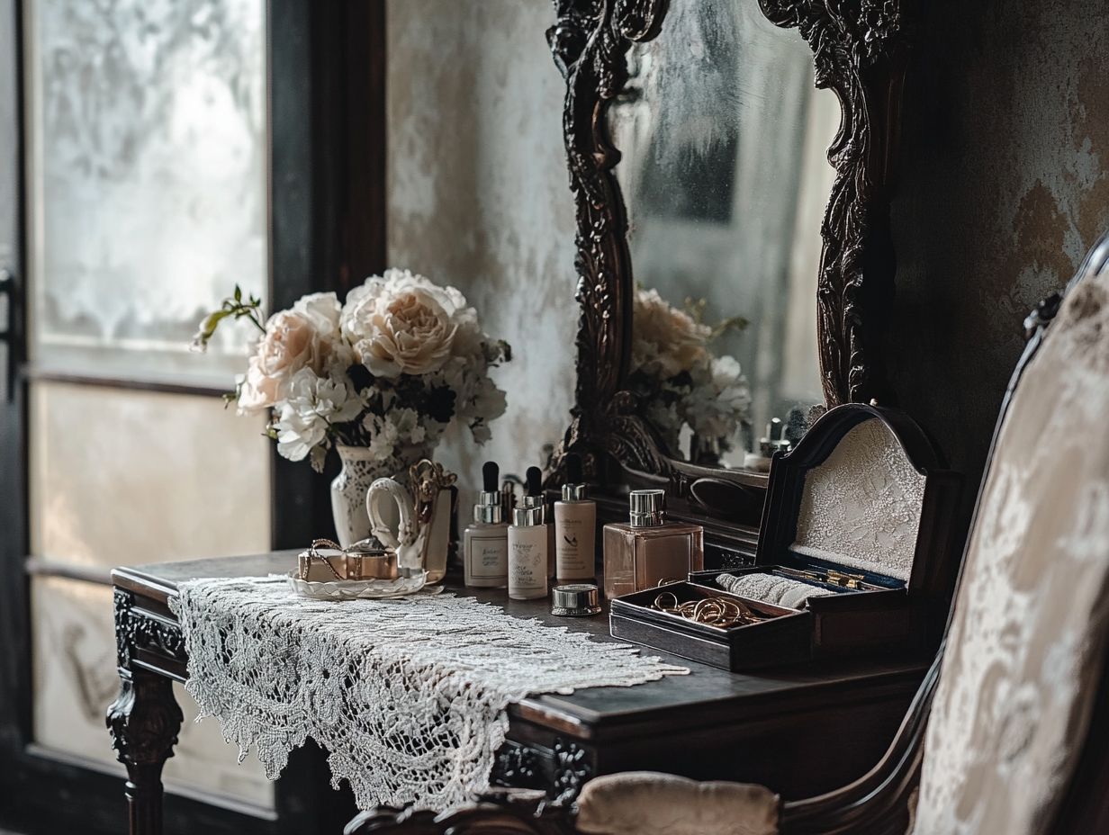 Vintage dressing table styled with classic decor