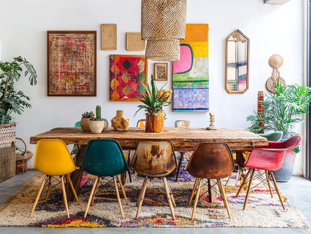 A set of vintage Eames chairs in a modern dining room setting.