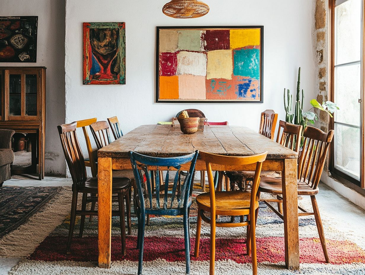 Various vintage chairs for eclectic dining rooms