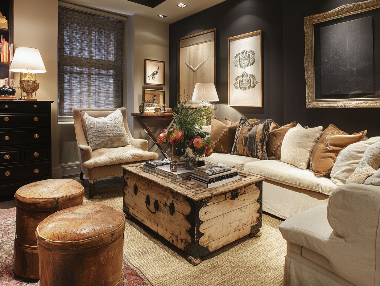 Beautiful vintage nesting tables in a stylish living room.