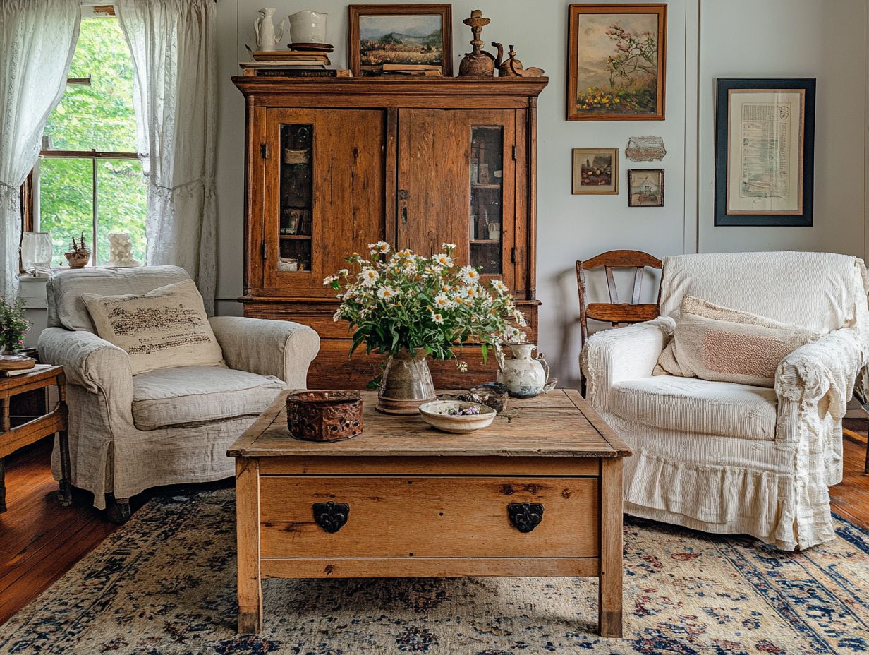 Vintage decor in a modern farmhouse living room