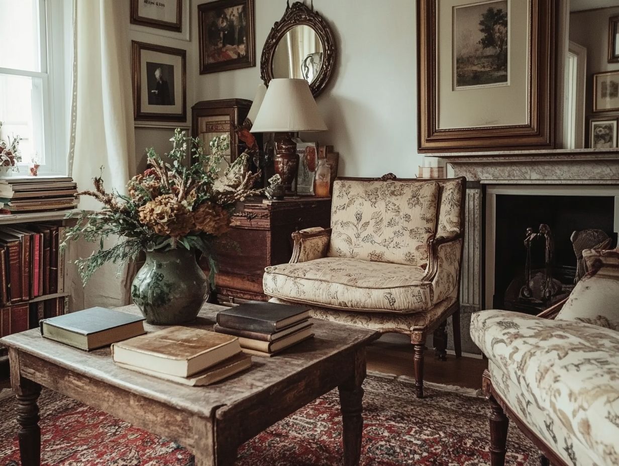 Image showcasing key takeaways about vintage home decor ideas for townhouses