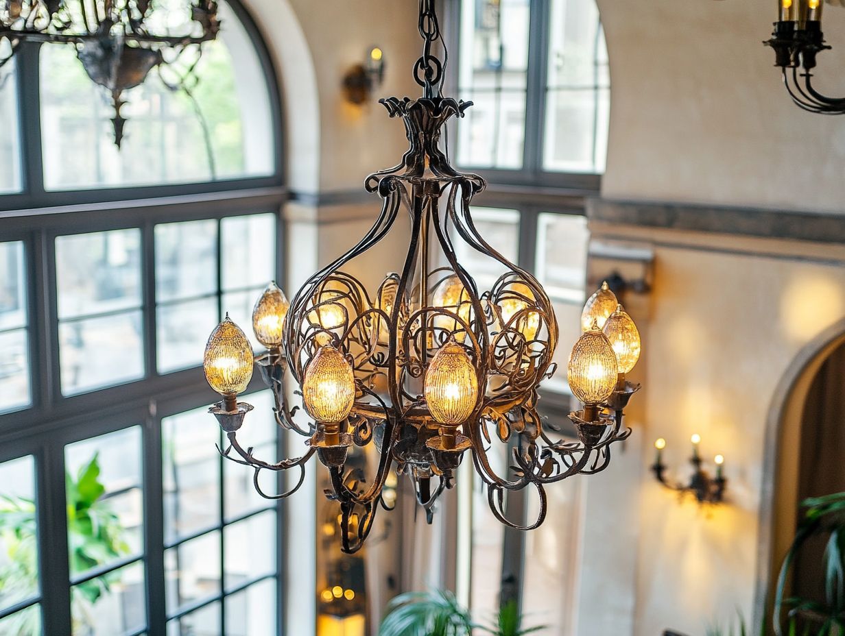 Vintage floor and table lamps in a stylish living room setting.