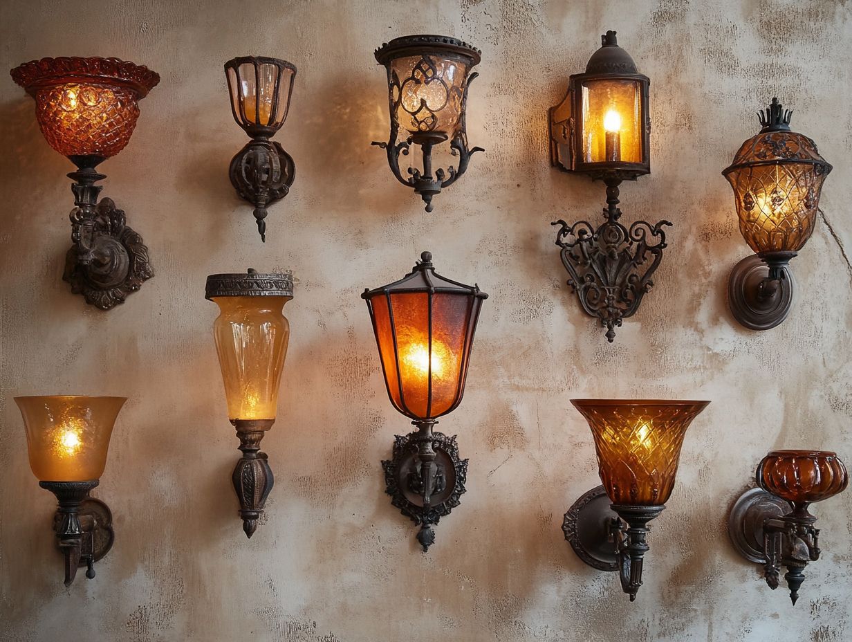 A collection of popular vintage sconces showcasing various styles and brands