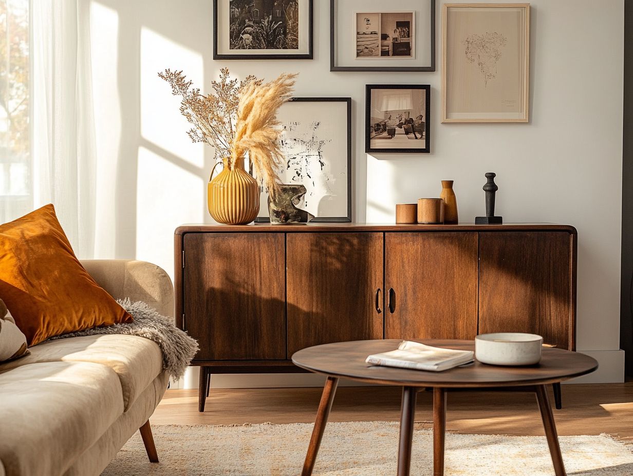 A vintage sideboard in a stylish living room