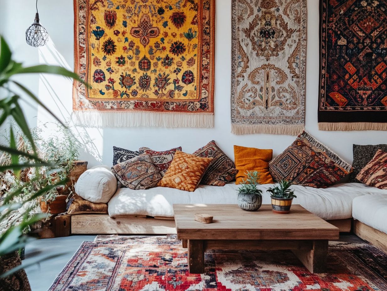 A selection of popular vintage tapestries showcasing different styles for a living room