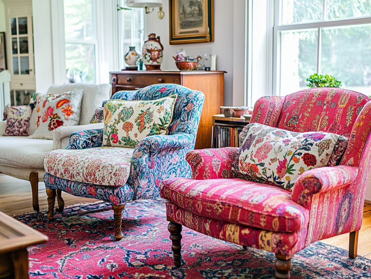 A collection of vintage upholstered chairs